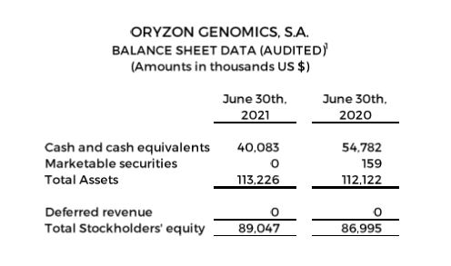 Balance Sheet Data