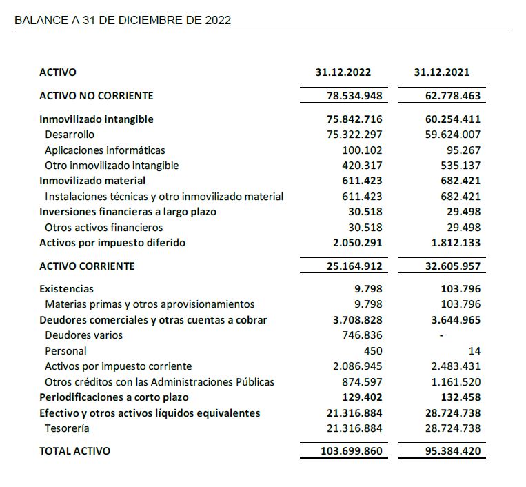 Balance a 31 de diciembre de 2022