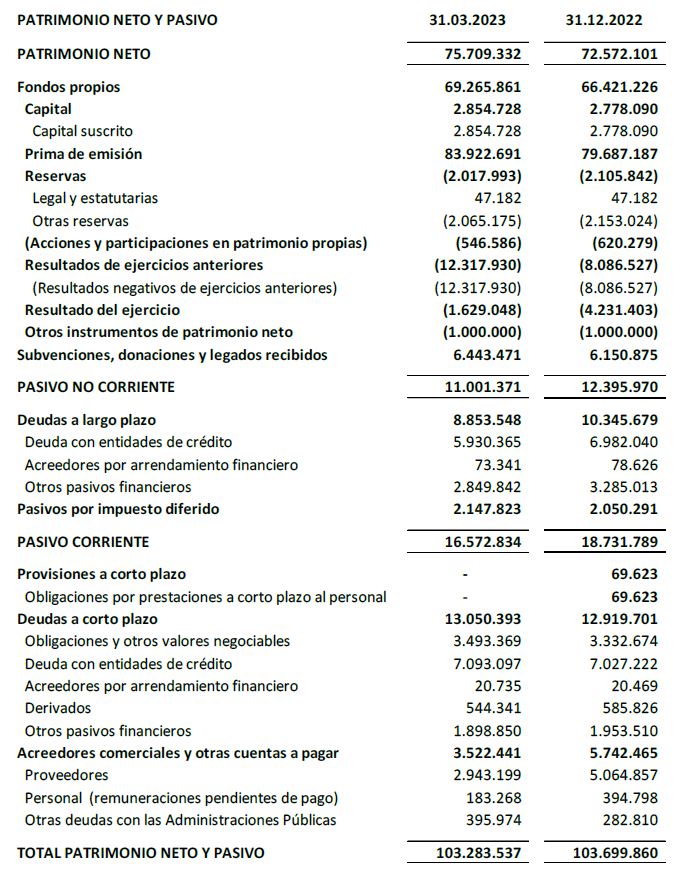 PATRIMONIO NETO Y PASIVO