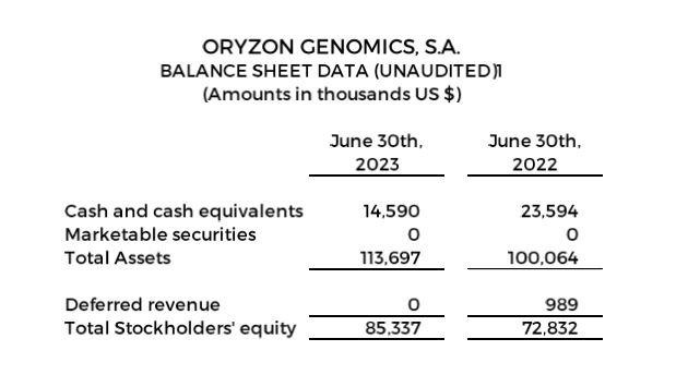 Balance Sheet Data